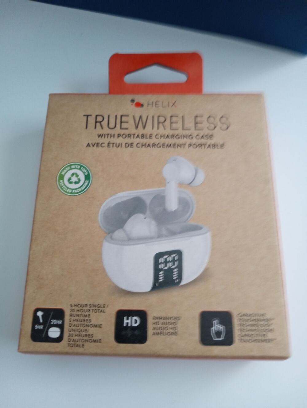 Helix True Wireless Earbuds with Portable Charger Case and LCD Power Readout